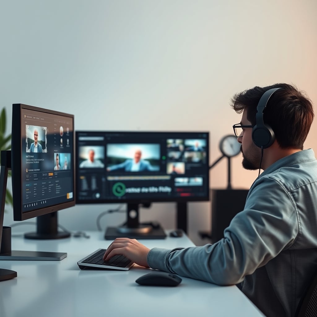 Video editor working efficiently on a color-accurate 4K monitor