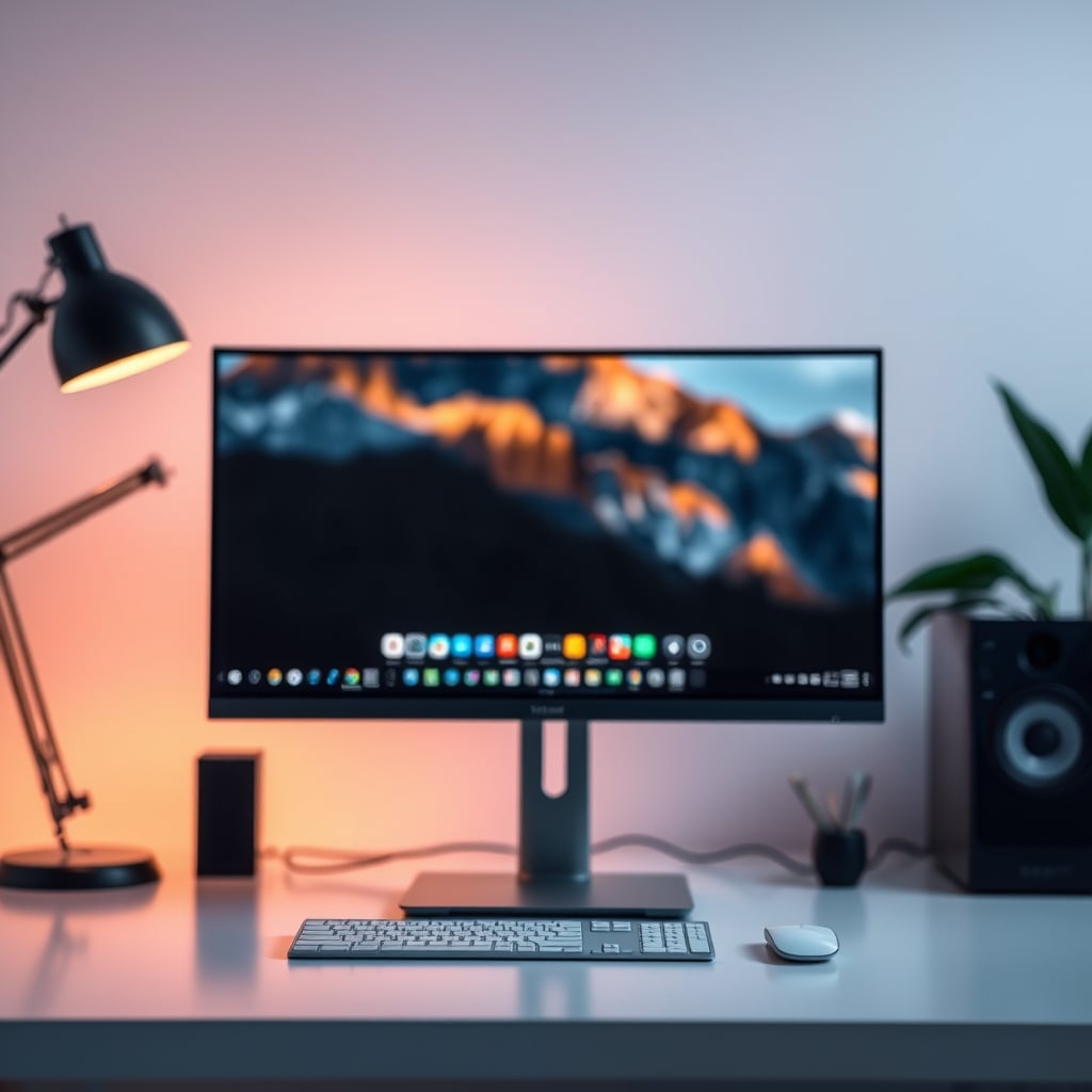 An 8K monitor displaying a poorly scaled Windows desktop with tiny, unusable icons.