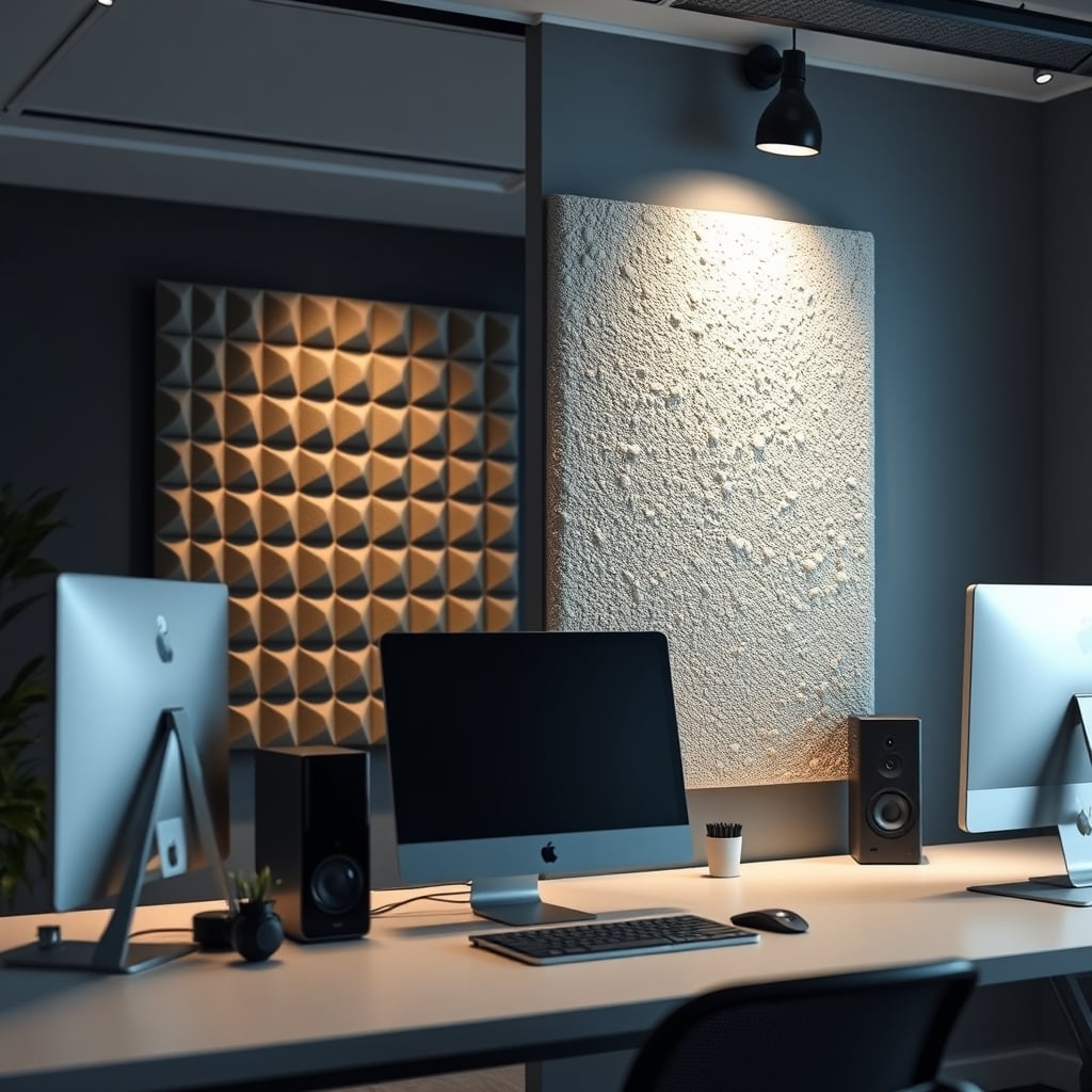 Close-up texture comparison showing flimsy decorative acoustic foam versus dense, functional mineral wool core.