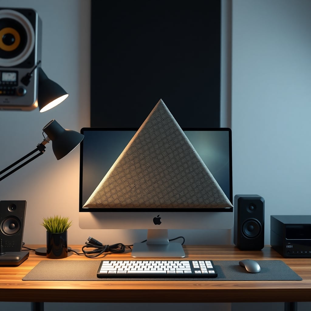 2-inch pyramid acoustic foam panels on wall