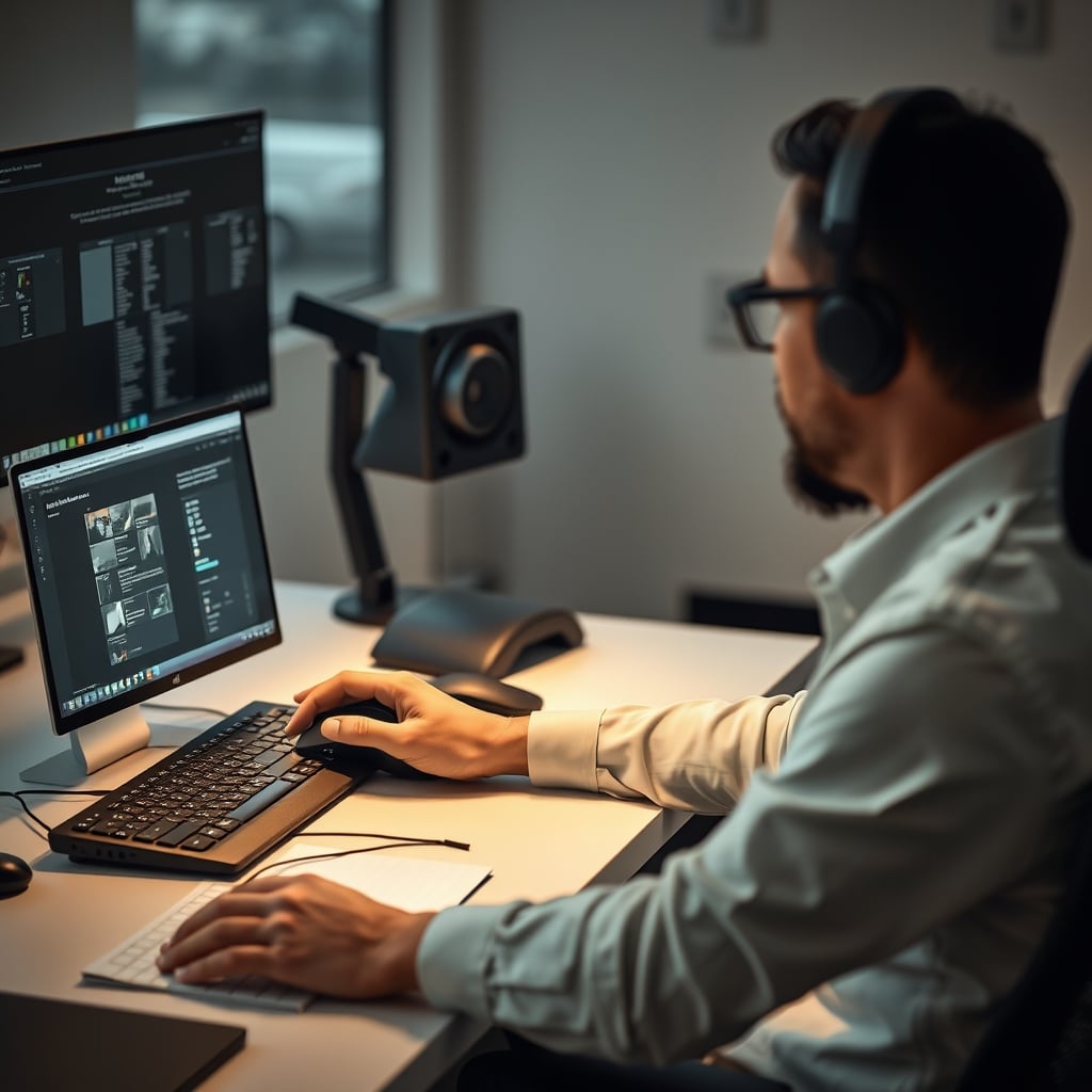 Person struggling with mouse precision while sitting on an unstable saddle chair