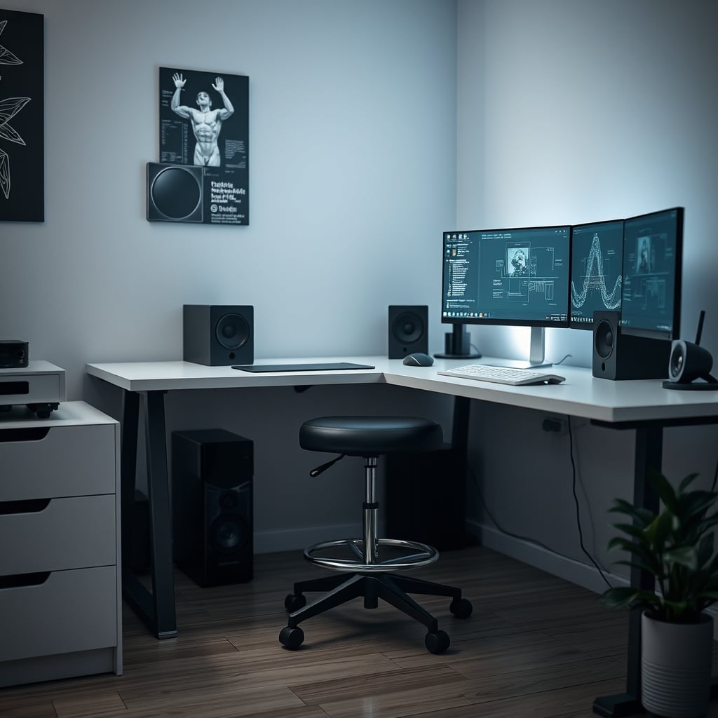 An expensive active sitting stool abandoned in the corner of a functional workspace