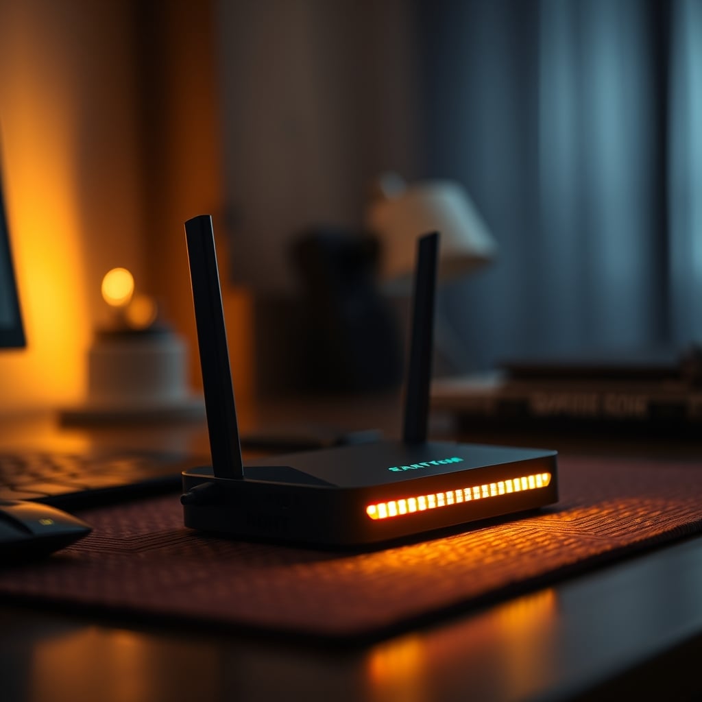 A smart home hub with glowing LEDs, representing constant 24/7 power consumption.