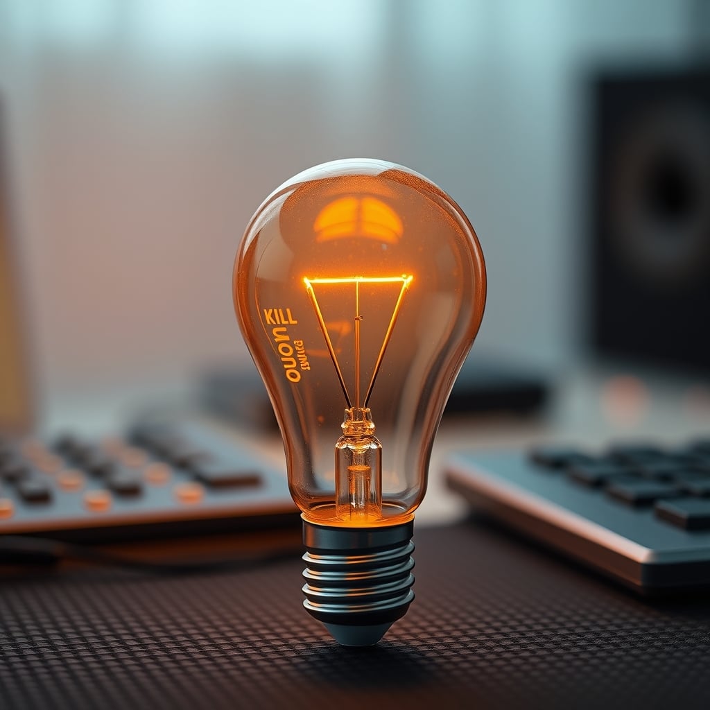 A smart light bulb plugged into an energy monitor showing a constant 0.8 watt phantom load even when the light is off.