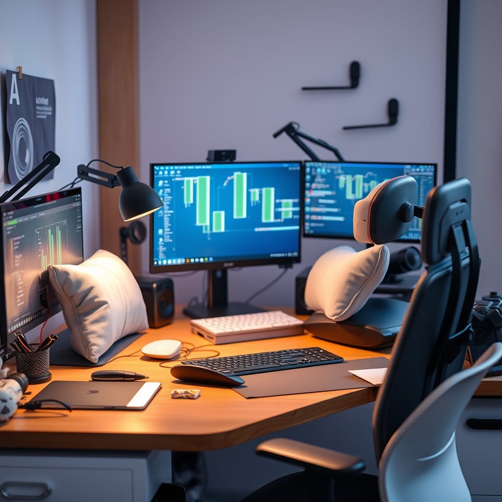 A desk chair overloaded with multiple aftermarket lumbar pillows and posture gadgets, showing a common mistake that limits natural movement.
