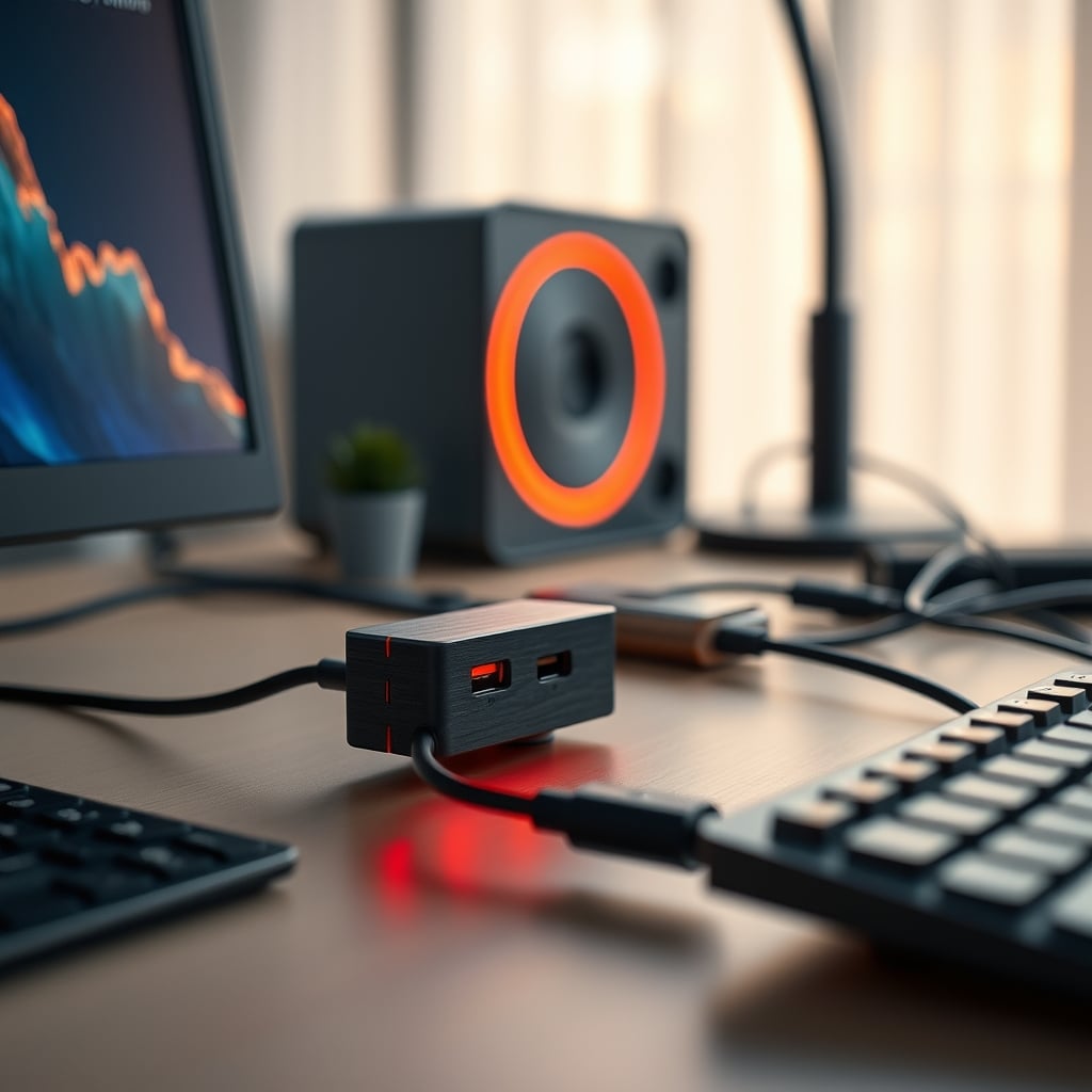 A close-up of a multi-port USB-C hub showing visible heat distortion, representing thermal throttling issues.