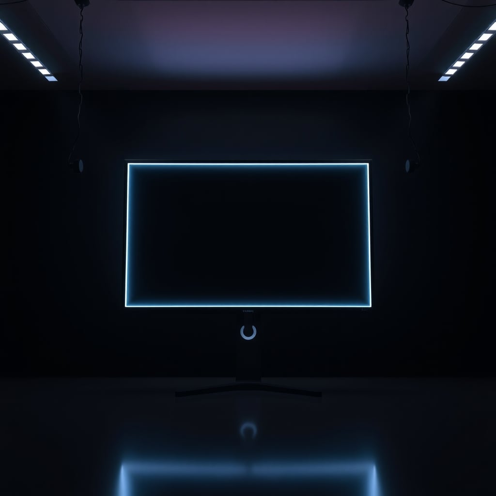 Even 6500K white glow washing the wall behind a monitor in a dark room