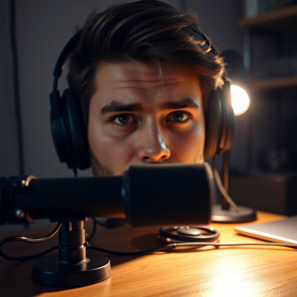 Well-lit streamer's face using two diffused budget light sources, demonstrating proper face-lighting angles.