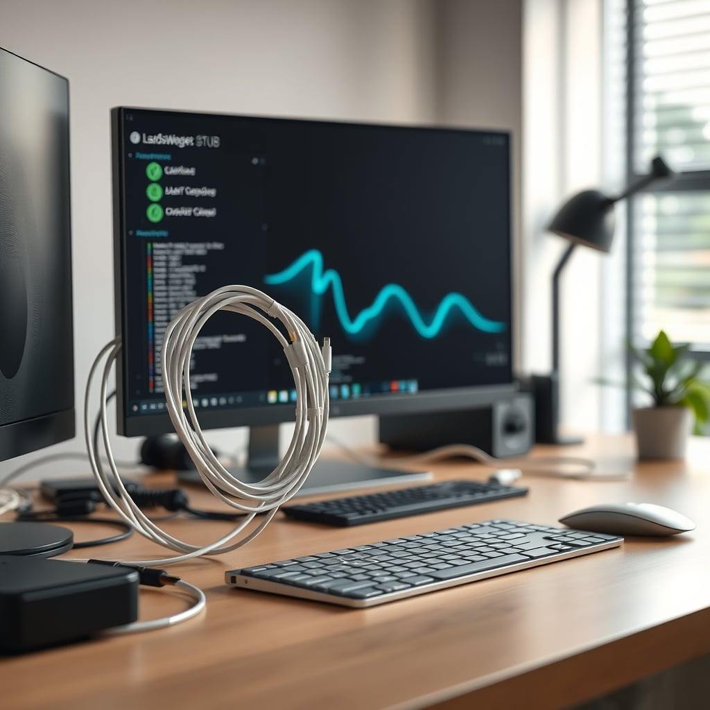 Neatly organized cables with deliberate service loops secured by hook-and-loop tape.