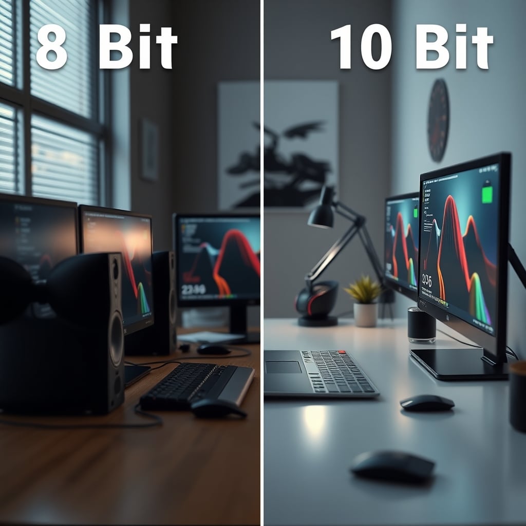 Side-by-side comparison showing nearly identical 8-bit and 10-bit footage, highlighting the minimal visible difference.