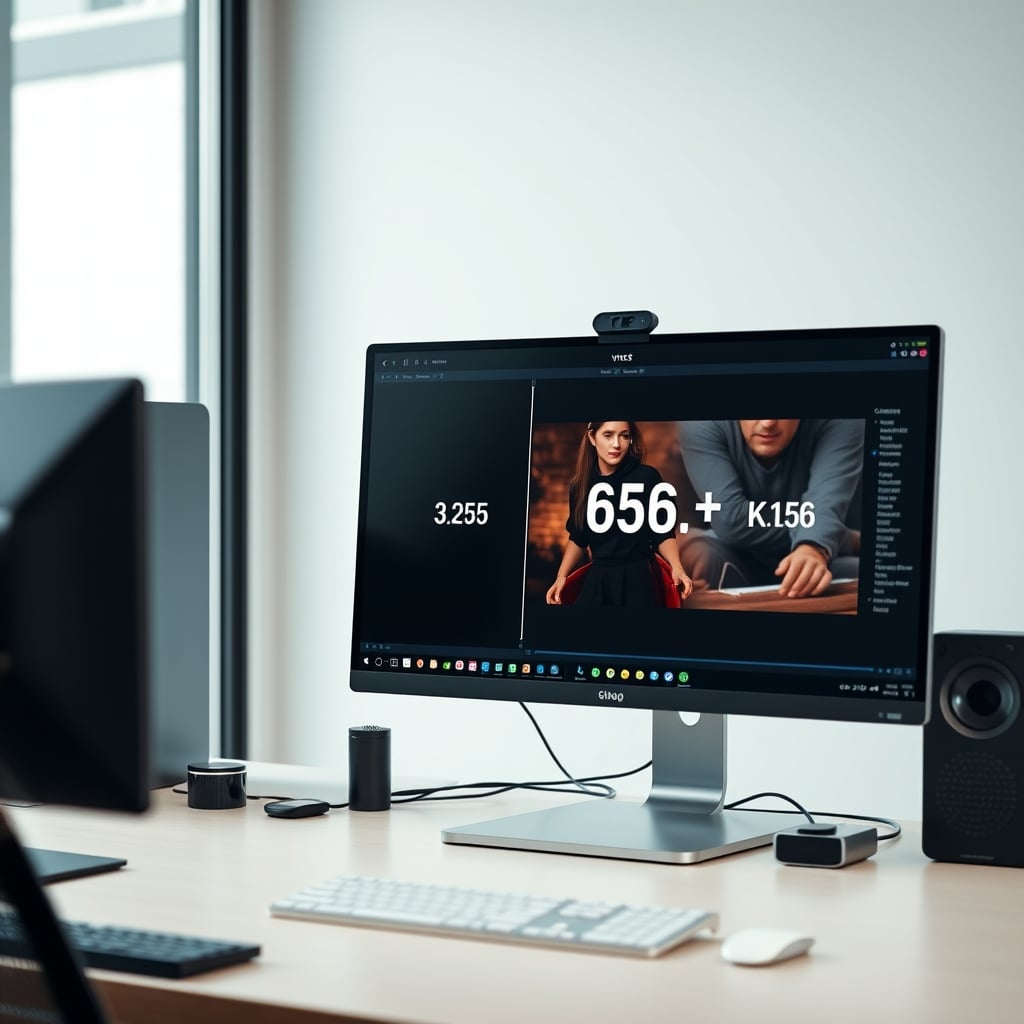 Computer screen showing a massive raw video file size next to a much smaller compressed file.
