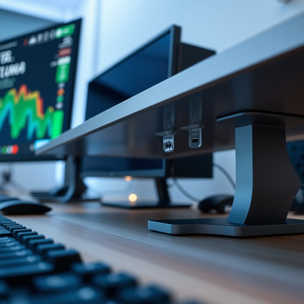 A real-world view of clear adhesive cable clips neatly holding wires under a wooden desk.