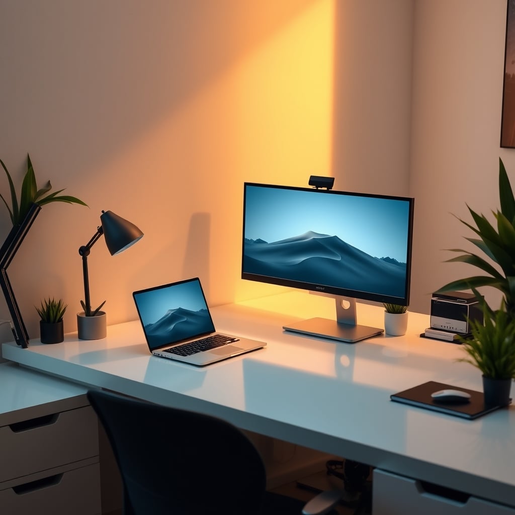 A minimalist desk setup with only essential items for focused work