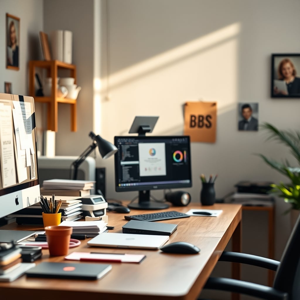 A stark comparison between a cluttered chaotic desk and a minimalist clean desk