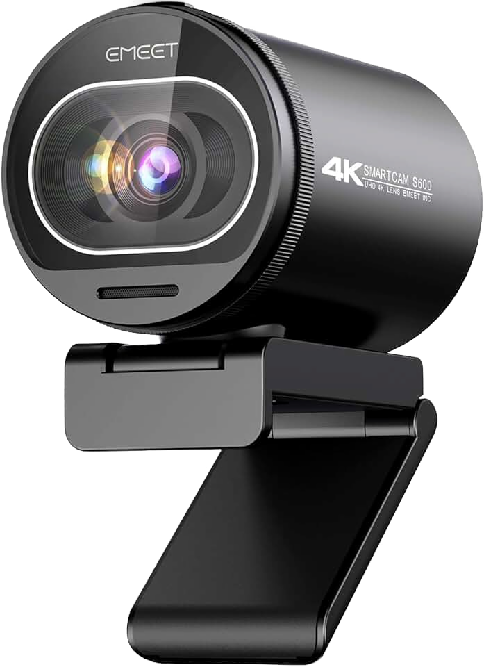 EMEET S600 4K Webcam for Streaming - Sony 1/2.55'' Sensor, PDAF Autofocus, 1080P@60FPS, 2 Noise Reduction Mics