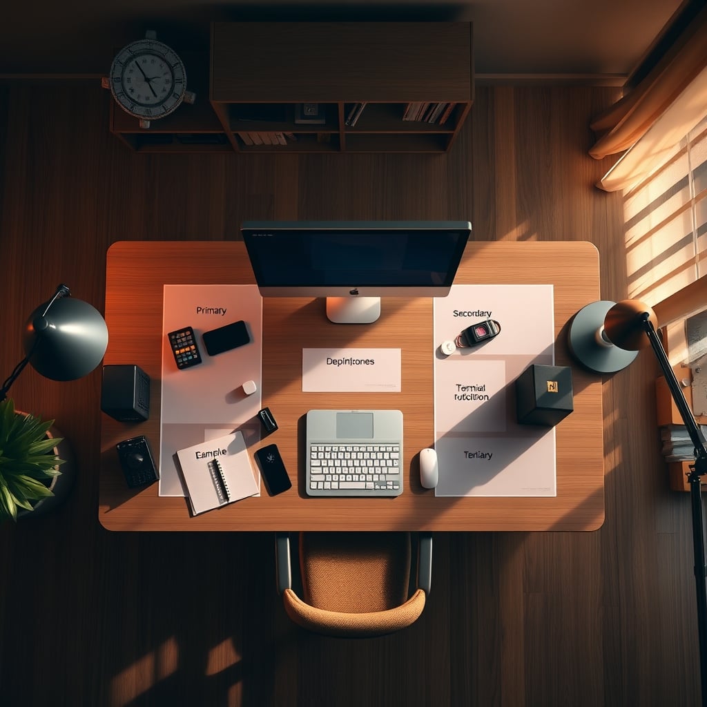 Diagram illustrating a three-zone desk layout for optimal productivity