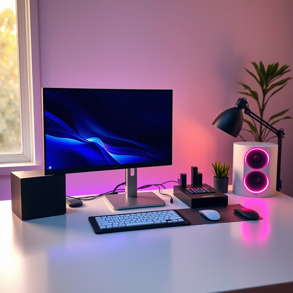 Sterile, hyper-minimalist aesthetic desk setup lacking personality and signs of creative work.