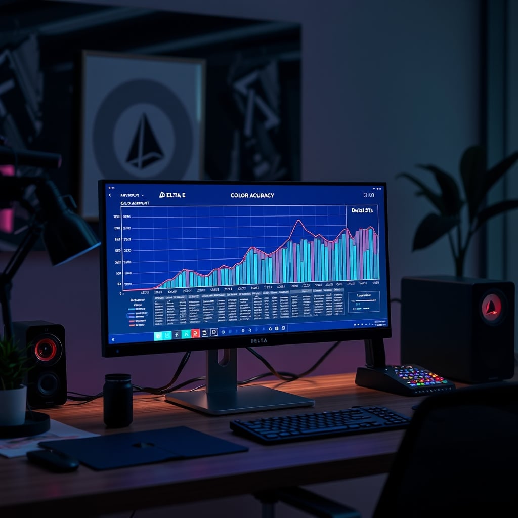 Graph showing Delta E deviation over time for gaming vs editing monitors