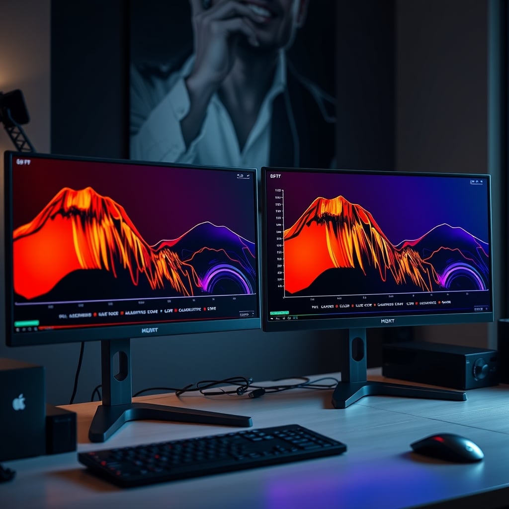 A color calibration chart displaying wildly different colors on a gaming monitor vs. a professional editing monitor