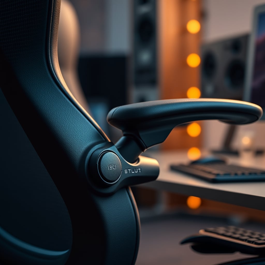 Close-up of the complex adjustment knobs and levers on a premium ergonomic chair