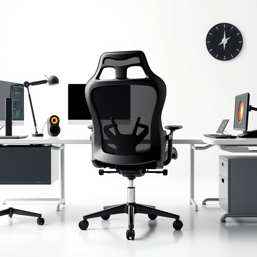 A complex, expensive ergonomic office chair looking clinical and over-engineered.