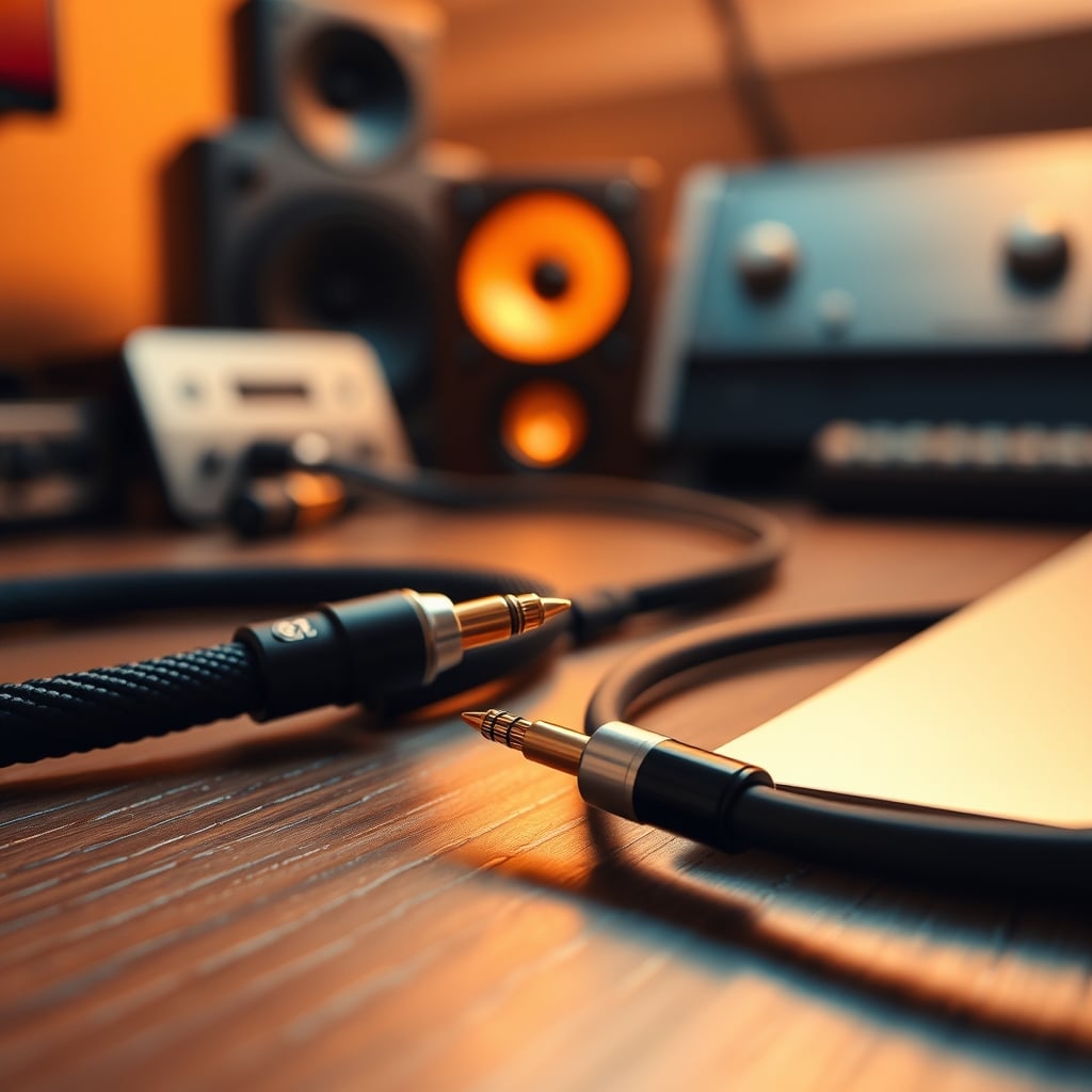 A visually striking contrast between a single, jewel-like expensive audiophile cable and a simple, industrial spool of copper speaker wire.