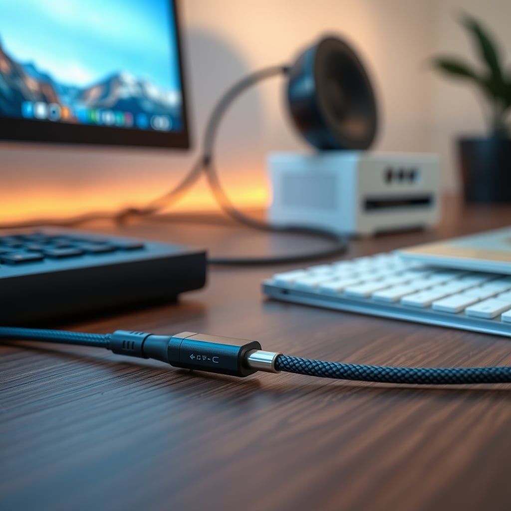 High-quality braided USB-C cable plugged into a smartphone