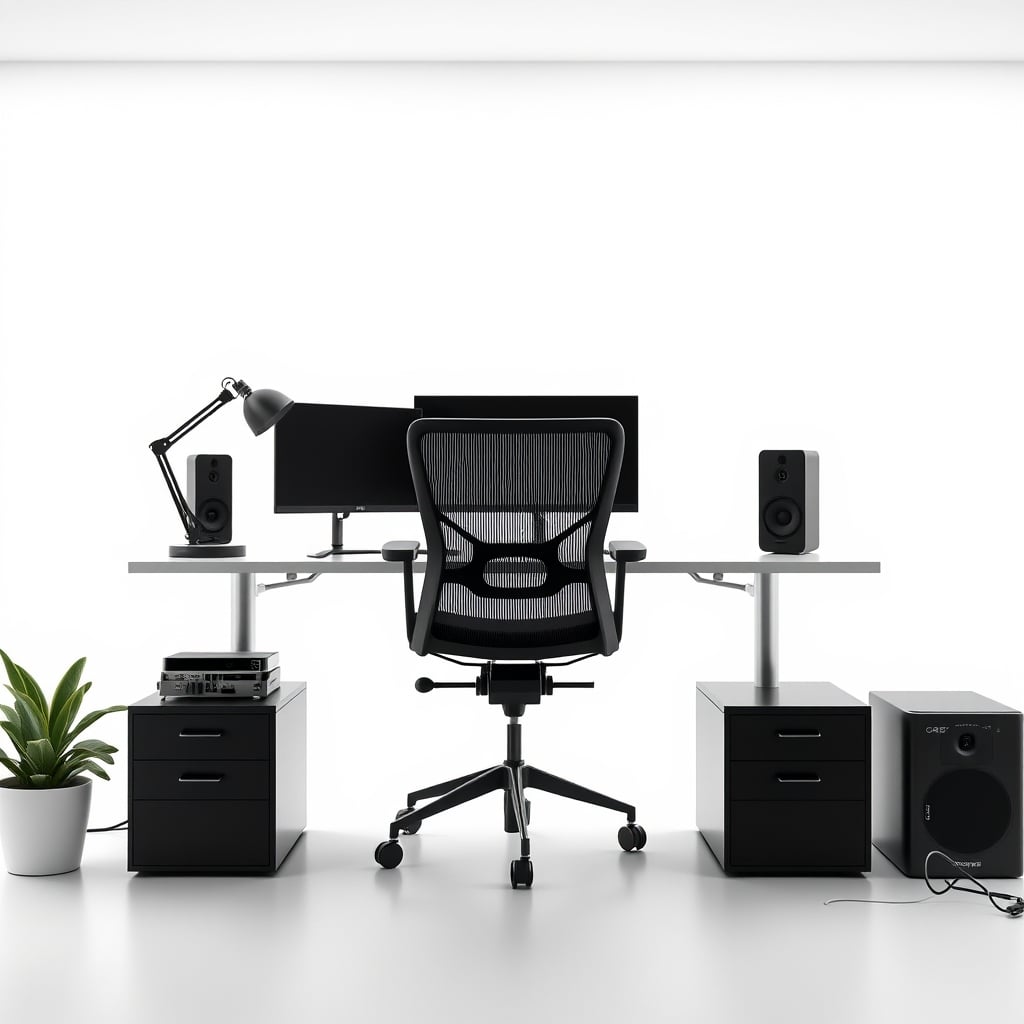A sleek, modern floating desk chair shown in isolation, highlighting its minimalist design and lack of traditional support.