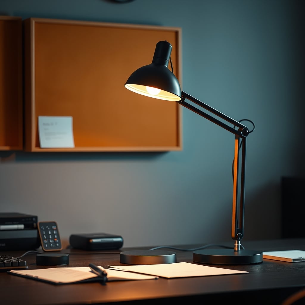 An expensive, minimalist white LED desk lamp looking clinical and sterile.