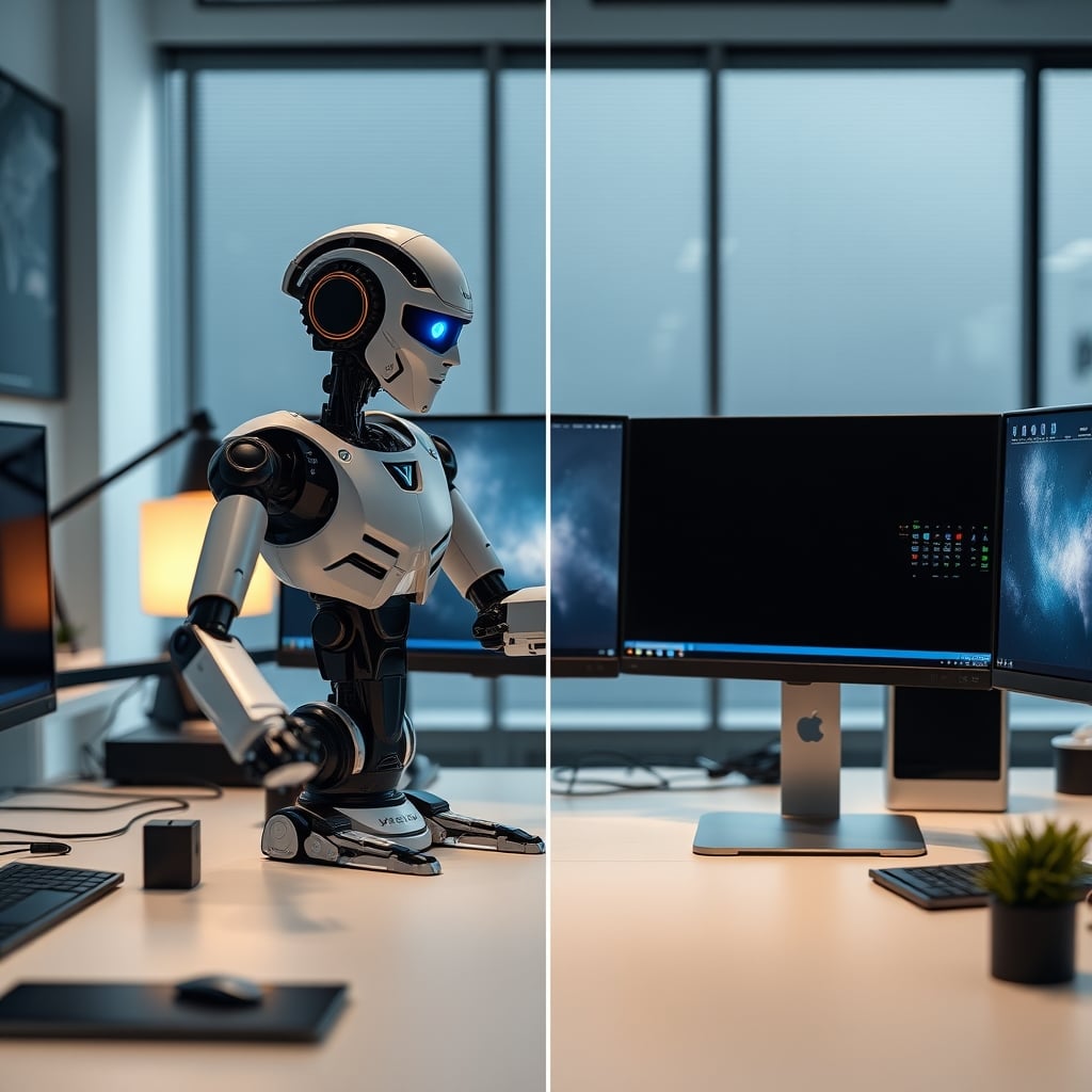 Side-by-side video comparison showing the unnatural, robotic pan of AI stabilization versus a natural, human-feeling camera movement.