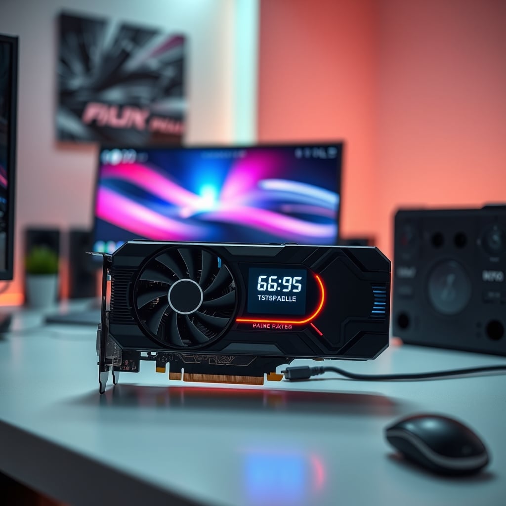 A high-end GPU overheating with an on-screen FPS counter showing unstable framerates below the monitor's max refresh rate.