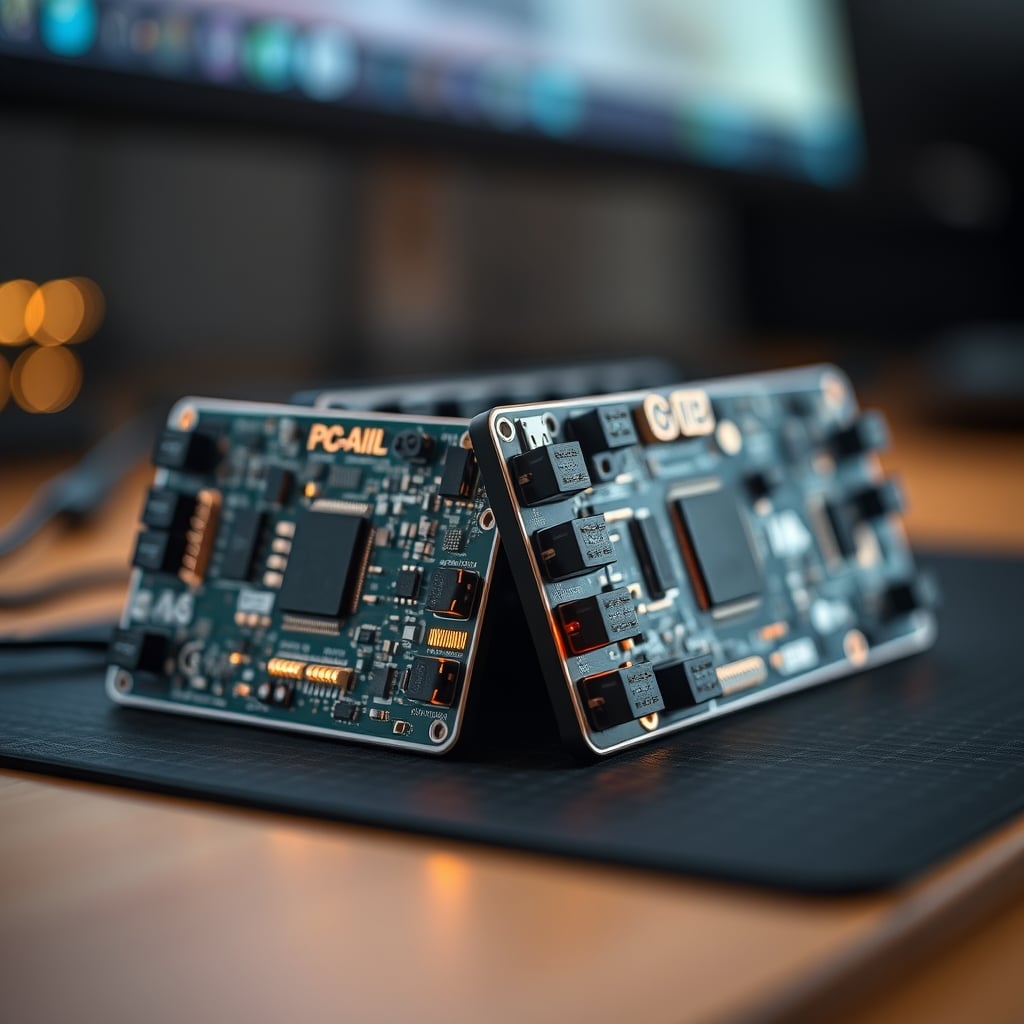 Side-by-side comparison of a soldered keyboard PCB versus a hotswap socketed PCB.