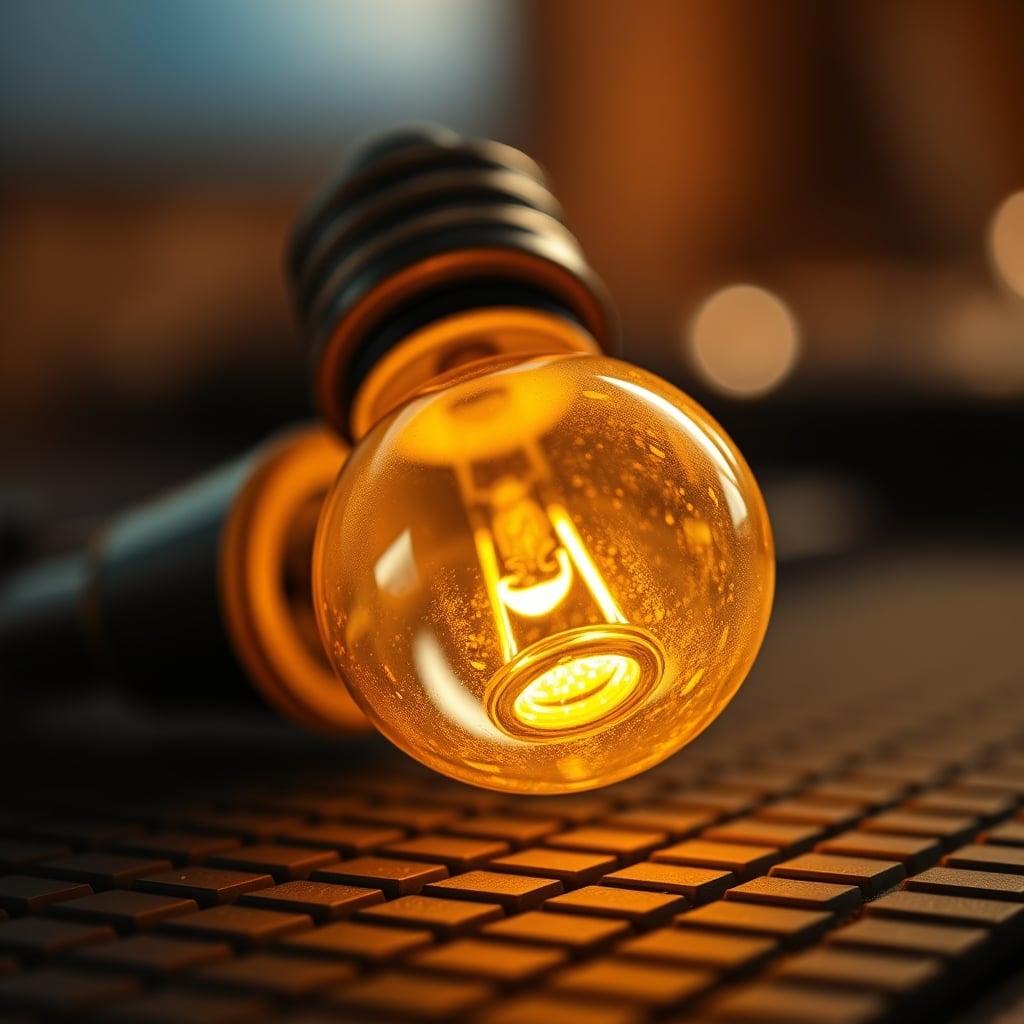 Close-up view of a failed smart LED bulb showing yellowed and cracked interior phosphor coating from heat damage.