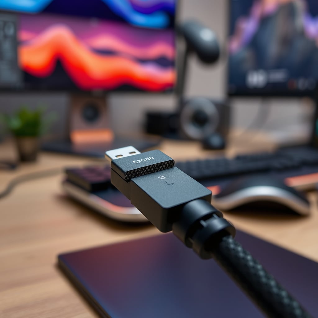 Close-up showing compression marks and wear on a USB-C cable sheath from a magnetic clip
