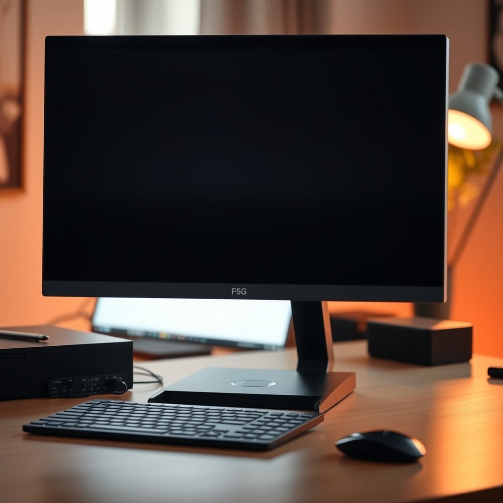 A still image showing monitor screen blur from subtle wobble on a desk.