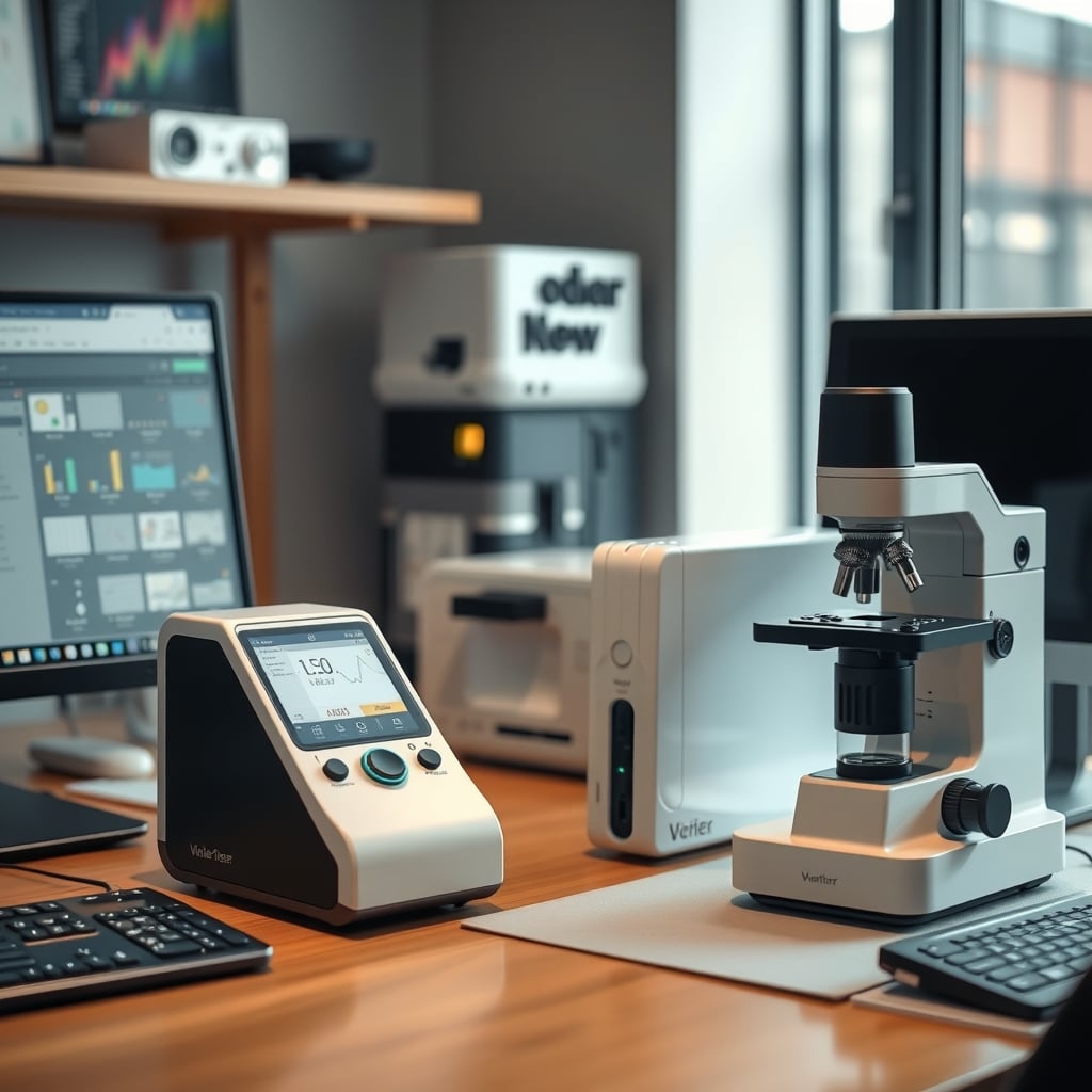 Different types of display calibration sensors on a desk