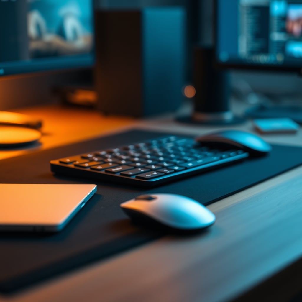 A clean, focused, and productive desk with a single, reliable wireless keyboard.