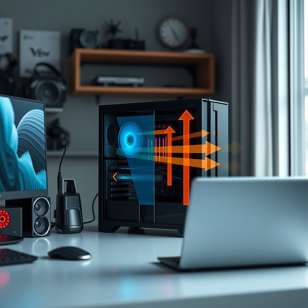 Diagram illustrating positive and negative air pressure dynamics within a PC case for optimal cooling.