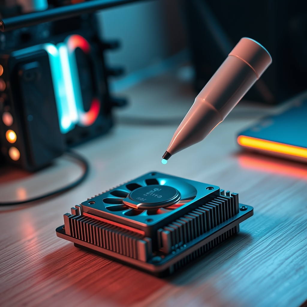 Correct application of thermal paste on a CPU to ensure optimal heat transfer for an editing PC.