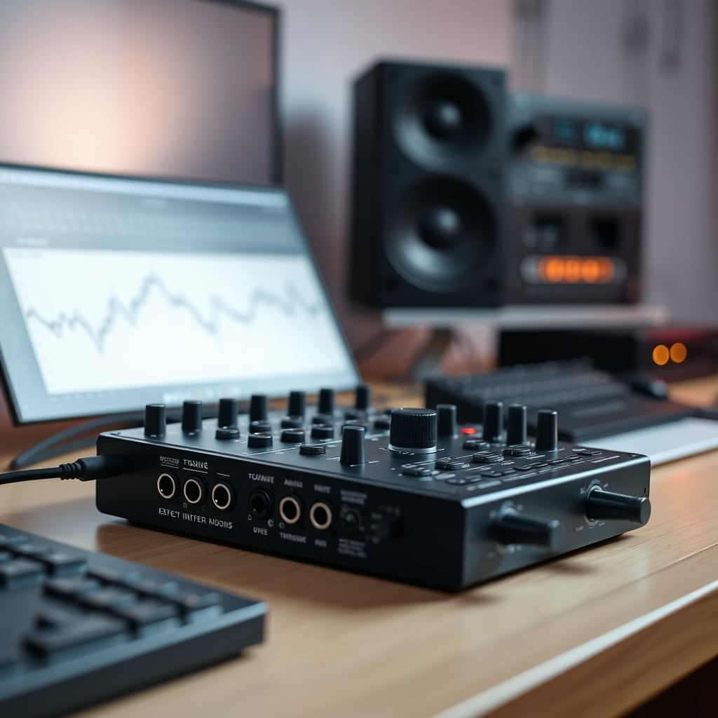 Simple audio interface with two XLR inputs representing smart podcasting simplicity