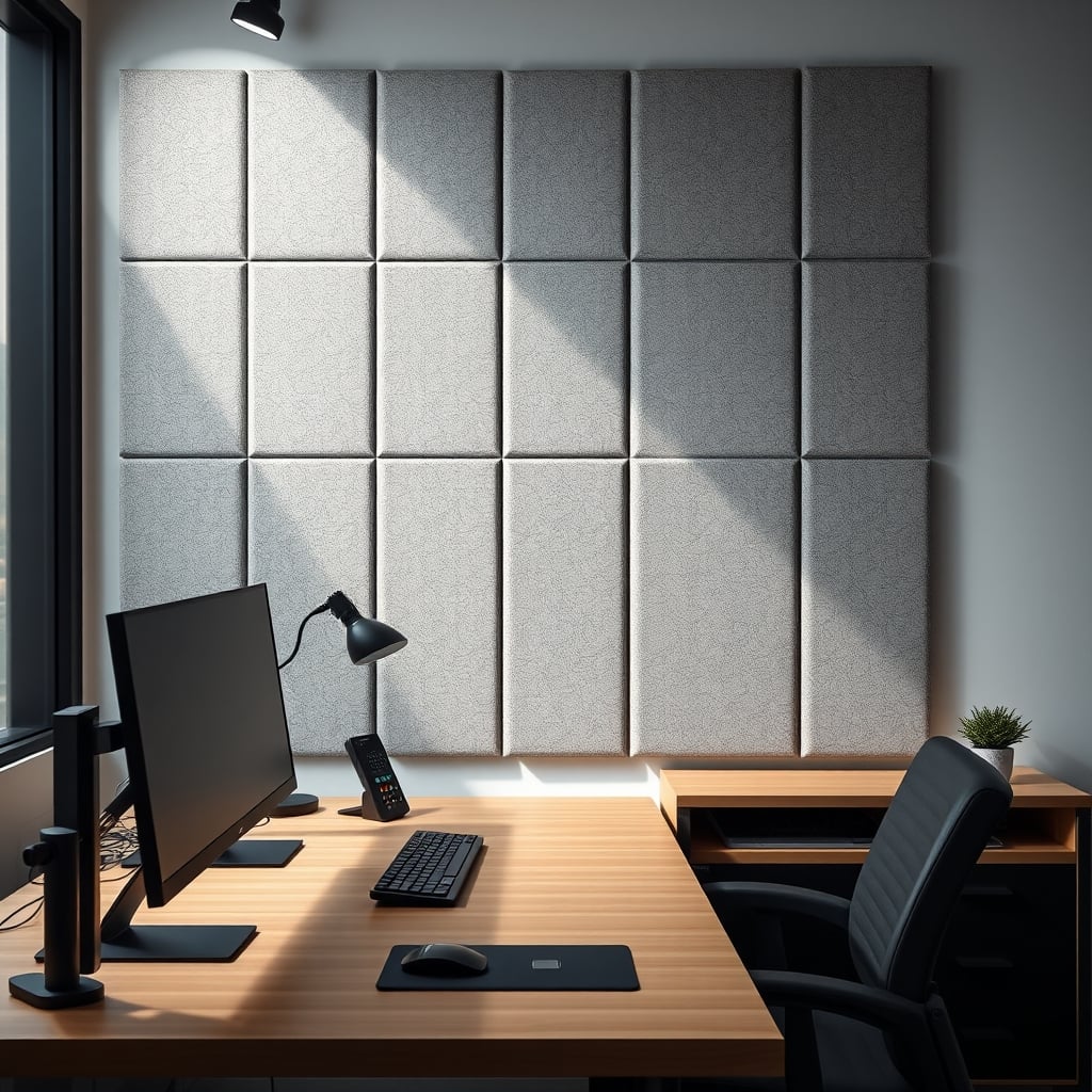 Wall covered haphazardly with cheap, thin acoustic foam panels, demonstrating incorrect application.