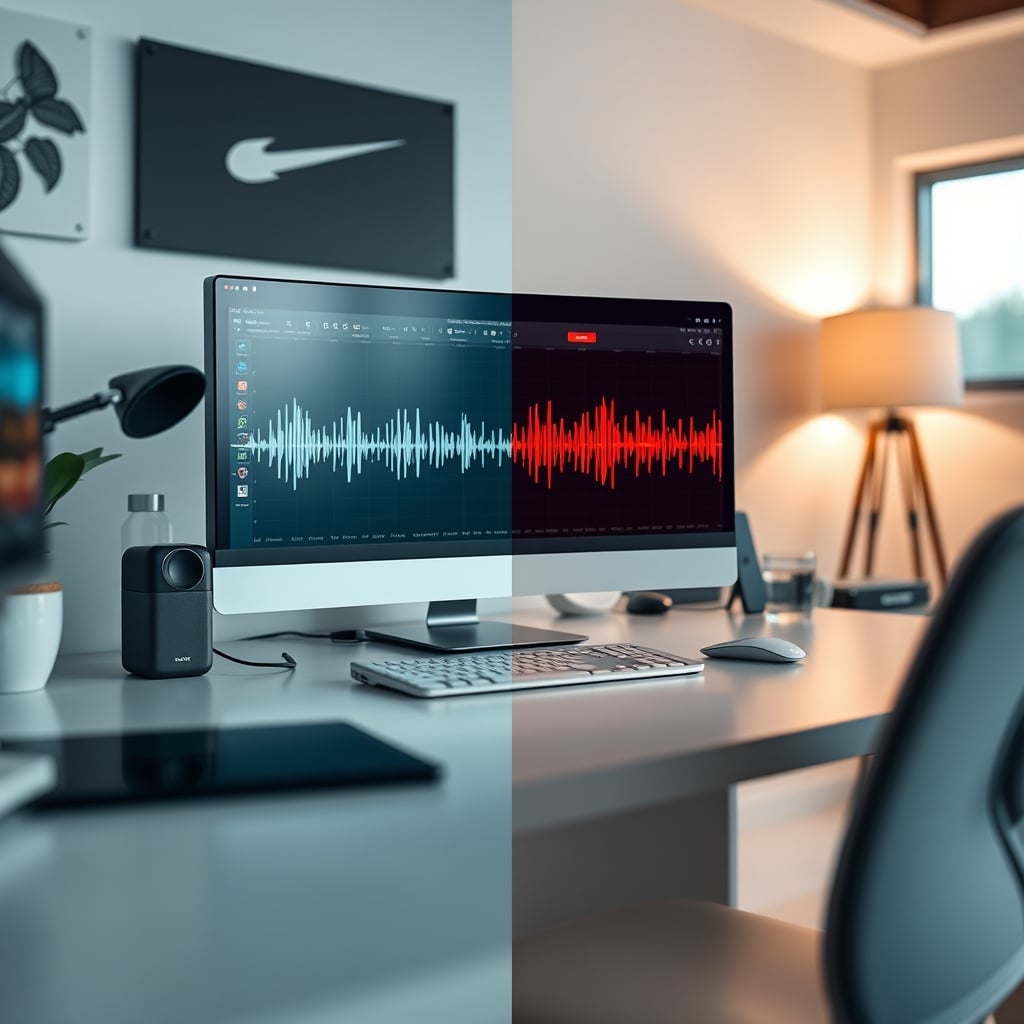 Visual comparison of a clean, direct recording versus a noisy, reverberant one.