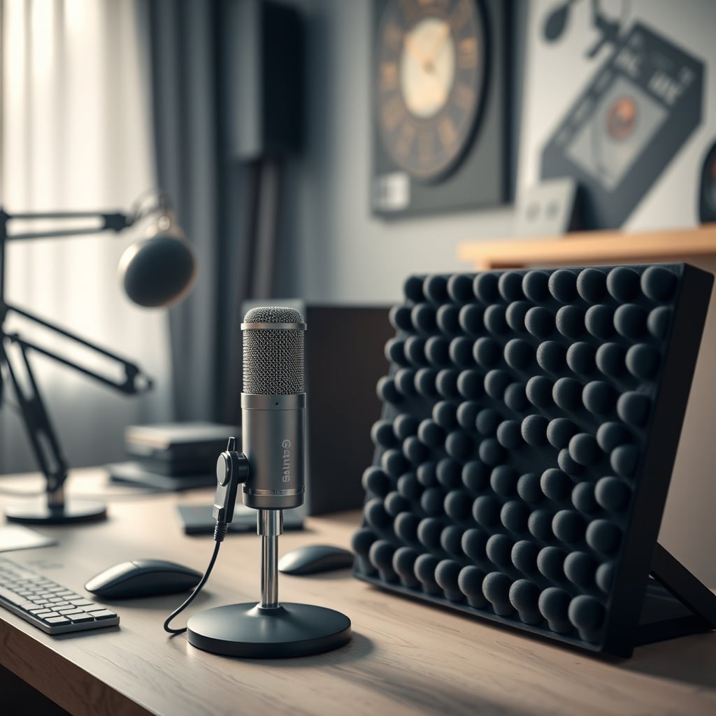 An example of an over-engineered, overrated podcast setup with expensive gear in a poor room.