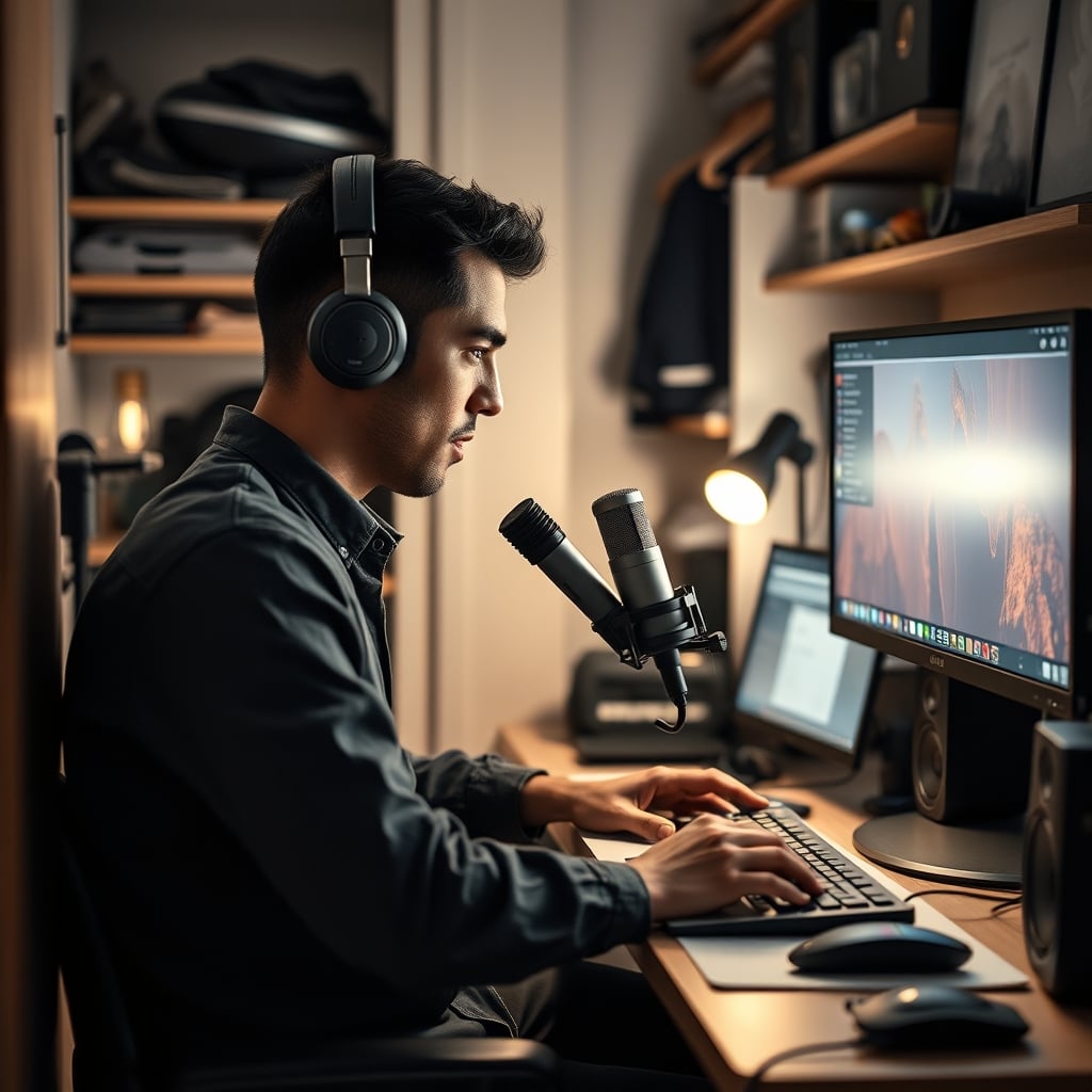 The correct minimalist approach: microphone proximity in a dampened, small space.