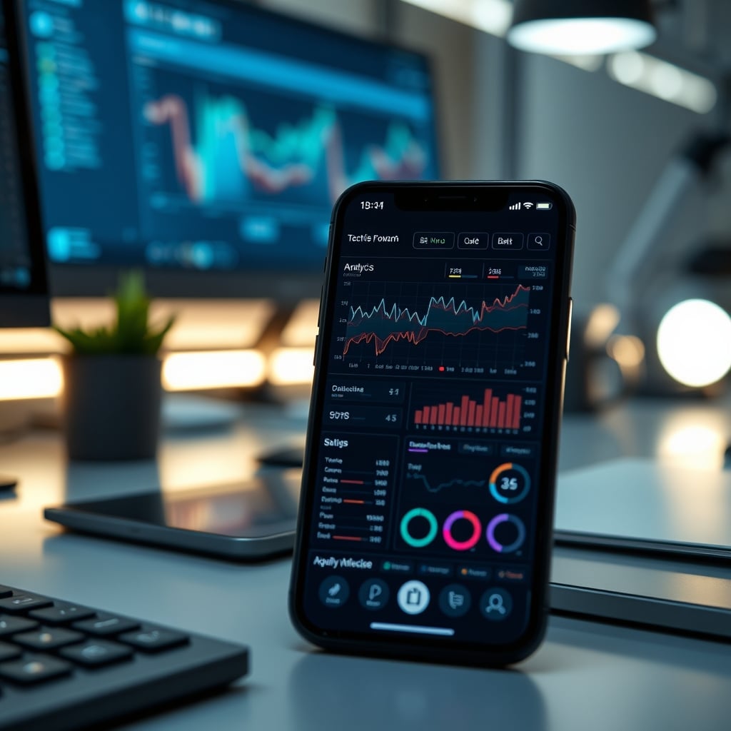 A smartphone displaying a complex posture app dashboard with graphs and scores.
