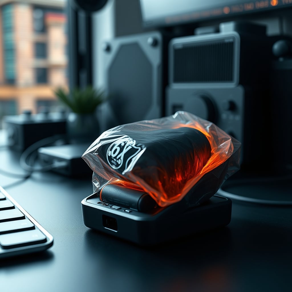 Close-up of a damaged, swollen power bank internals showing failed battery cells