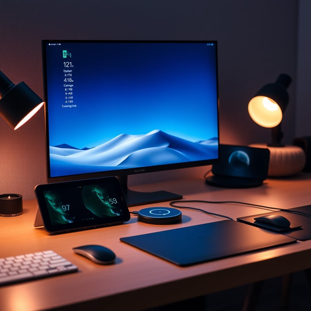 Qi2 wireless charging hub on a desk with a phone docked