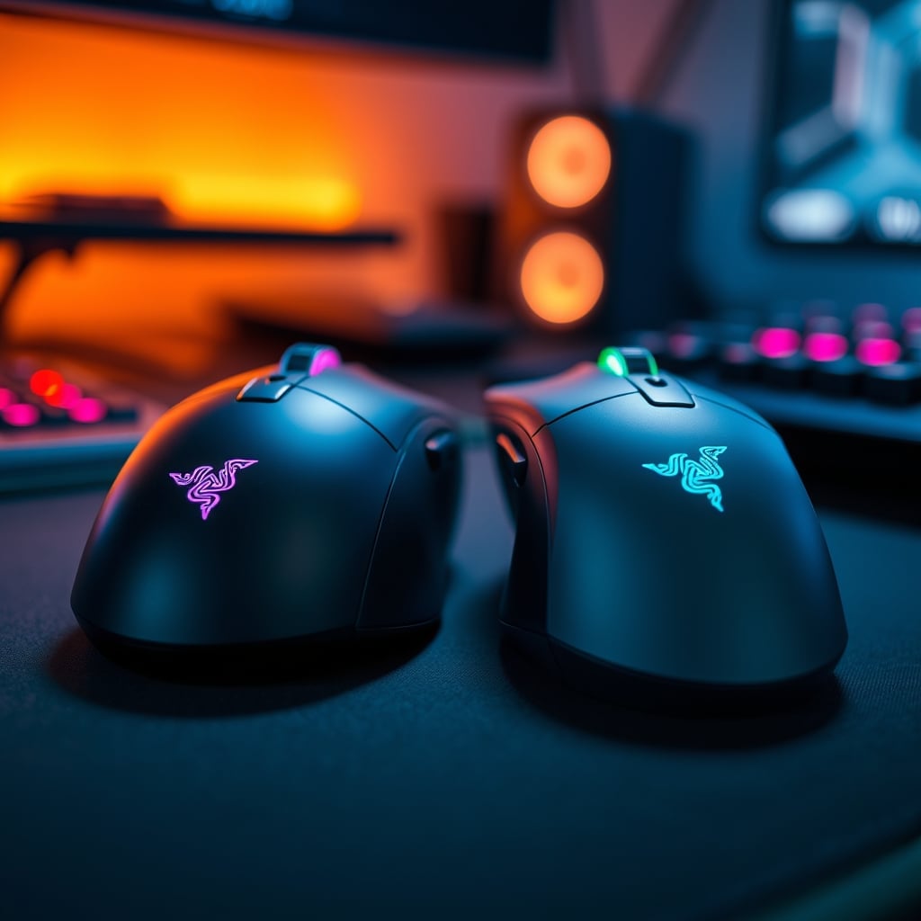 Razer Viper V4 Pro mouse next to the Viper V3 Pro mouse.