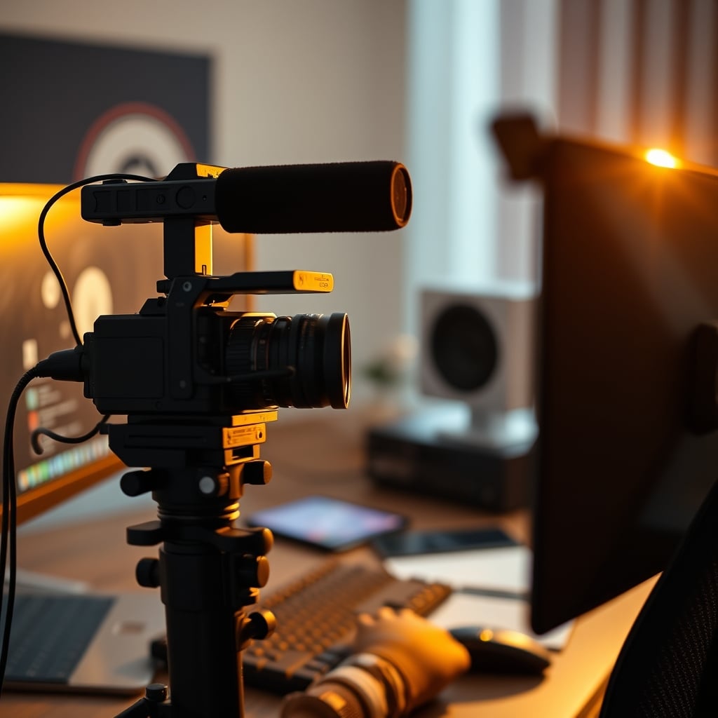 A streamer leaning in close to a single camera, creating a direct and intimate connection with the viewer.