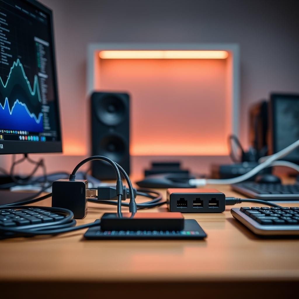 Comparison showing modular adapters versus tangled single hub setup